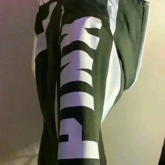 Victoria Secret Pink Ultimate Track Jacket Half Zip Olive Reflective Strip  S - Picture 4 of 5